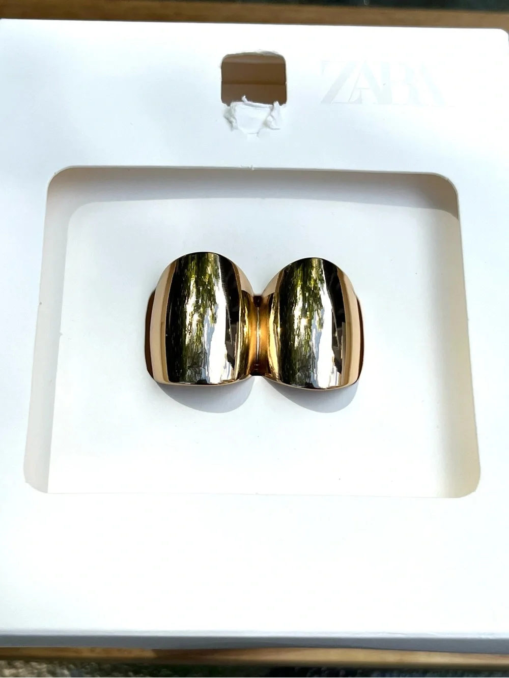 Zara Double Metal Ring Embossed Design Golden Y2K NWT Abstract